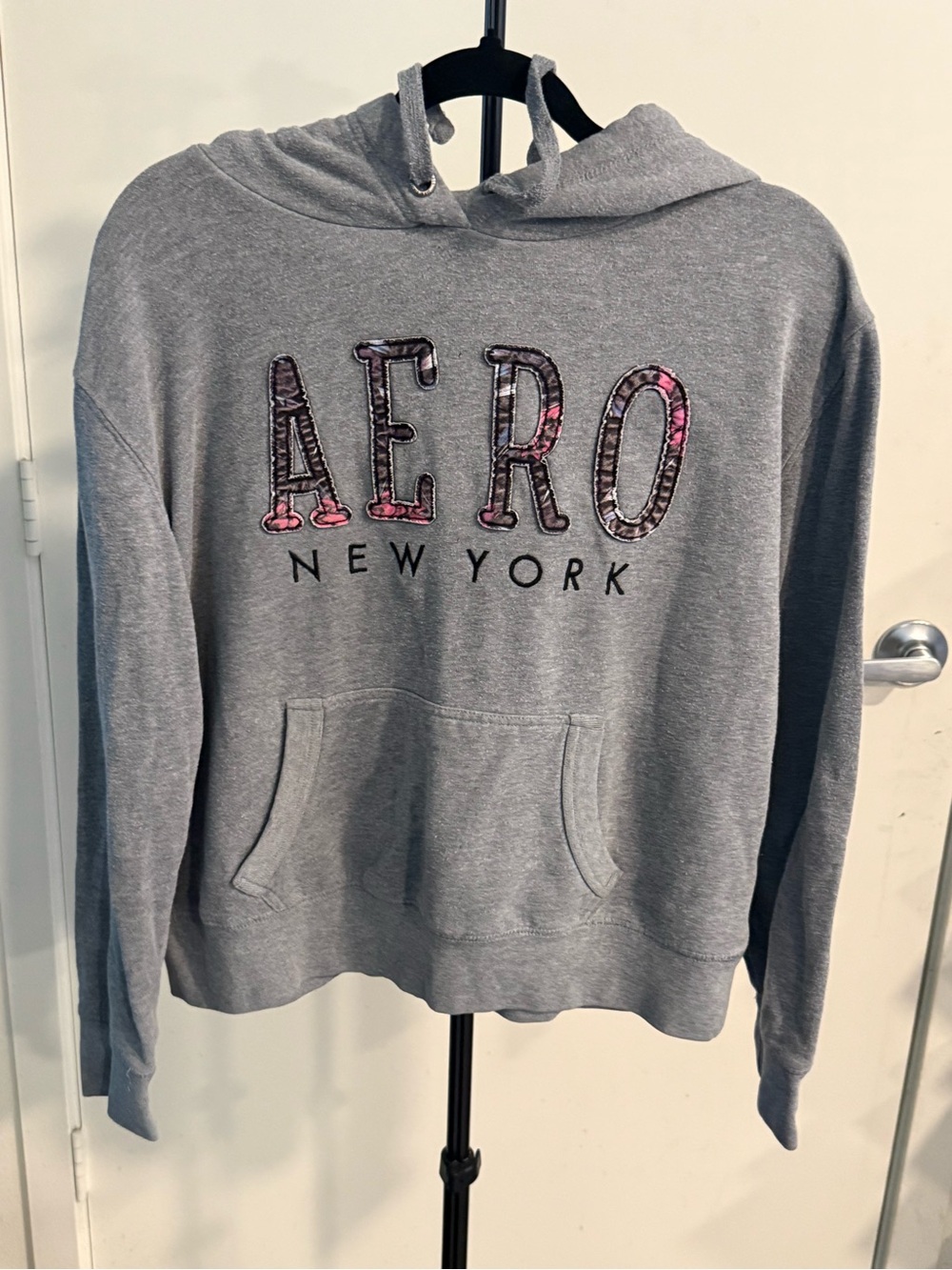 Aeropostale Gray Crew Sweatshirt with Pink-Accented AERO Logo